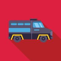Black armored van transporting money or valuables is moving fast on a red background vector