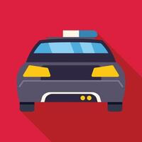 Police car standing with flashing lights on red background vector