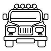 Off road vehicle front view with roof lights showing power and adventure vector