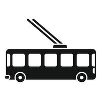 Side view of a trolleybus running on electricity vector