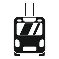Front view of a trolleybus driving on a white background vector