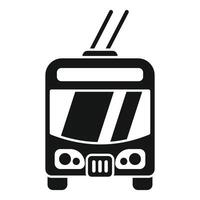 Front view of a trolleybus driving forward icon vector