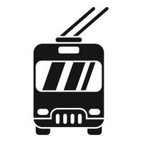 Modern trolleybus driving front view icon vector