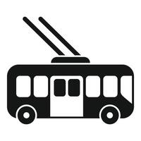 Black trolleybus side view icon showing public transport vector