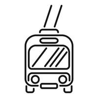 Front view of electric trolleybus passing by vector