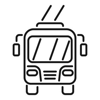 Front view of an empty trolleybus waiting for passengers vector