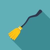 Witch broom flying on turquoise background with long shadow vector