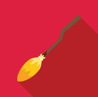 Witch broom flying on red background with long shadow vector