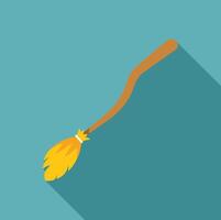 Yellow witch broom casting long shadow on turquoise background vector