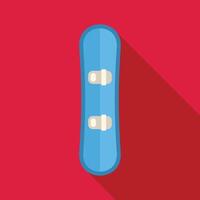 Blue snowboard casting long shadow on red background vector