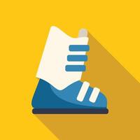 Blue snowboarding boot with long shadow on yellow background icon vector