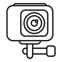 Action camera with mount for recording videos in line art style vector
