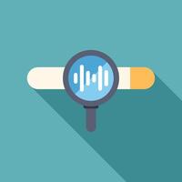 Magnifying glass analyzing sound wave on progress bar vector