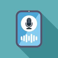 Smartphone displaying microphone icon and soundwaves for voice recording vector