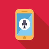 Mobile phone displaying microphone icon for voice recording vector