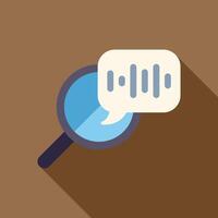 Magnifying glass examining voice message with sound wave symbol vector