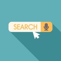 Search bar with cursor clicking and microphone icon for voice search vector