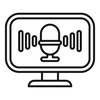 Computer desktop displaying microphone recording audio waves icon vector
