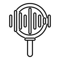 Magnifying glass detecting sound waves icon vector