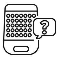 Smartphone showing question mark icon in speech bubble vector