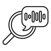 Magnifying glass analyzing voice message icon outline vector