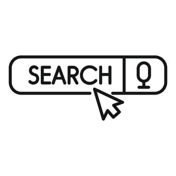 Computer mouse cursor clicking on a search bar with voice search option vector