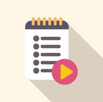 Notepad showing playlist with play button for audio content vector