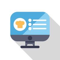 Computer monitor displaying online recipes for digital menu or cooking website vector