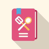 Cookbook with bookmark and crossed spoon and spatula icon vector