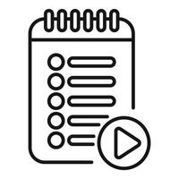 Notepad with play button showing audio recording concept vector