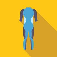 Blue wetsuit hanging and drying on yellow background vector