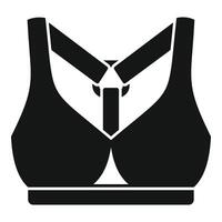 Woman sports bra with tie icon, simple style vector