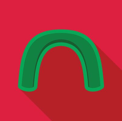 Green hose pipe icon forming an arch with a long shadow