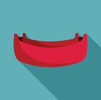Red canoe floating on water surface with long shadow vector
