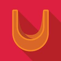 3d letter u casting long shadow over red background vector