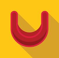 Red u shaped magnet casting strong shadow on yellow background vector