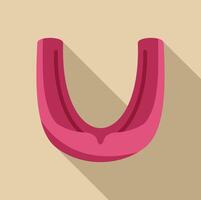 Pink mouth guard protecting teeth from injury long shadow icon vector