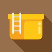 Inflatable rectangular above ground backyard swimming pool with ladder flat design icon with long shadow vector