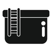 Inflatable rectangular swimming pool with ladder black simple icon vector