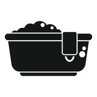 Bathtub full of water with towel hanging on side creating bubbles icon vector