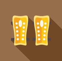 Pair of yellow soccer shin pads with long shadow icon vector