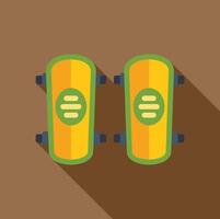 Pair of yellow and green skateboards with long shadow vector
