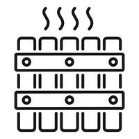 Wooden sauna room releasing hot steam icon vector