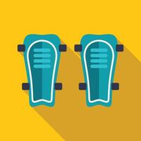 Pair of blue shin guards lying on yellow background vector