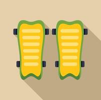 Pair of yellow and green shin guards for soccer player protection vector