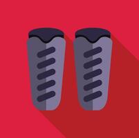 Pair of grey shin pads for football or soccer on red background with long shadow vector