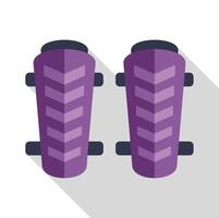 Pair of soccer shin pads casting long shadow on white background vector