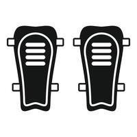 Pair of football shin pads protecting player from injury icon vector