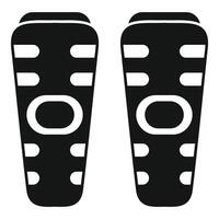Pair of football shin pads protecting player from injuries icon vector