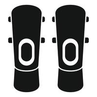 Pair of shin guards protecting legs during soccer game icon vector